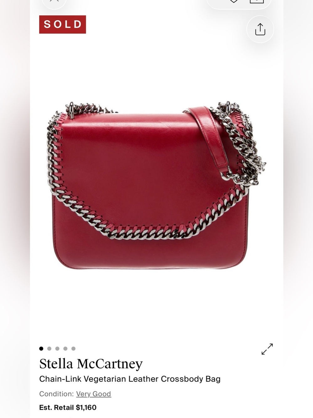 Stella McCartney Red Faux-Leather Crossbody with Silver Chain